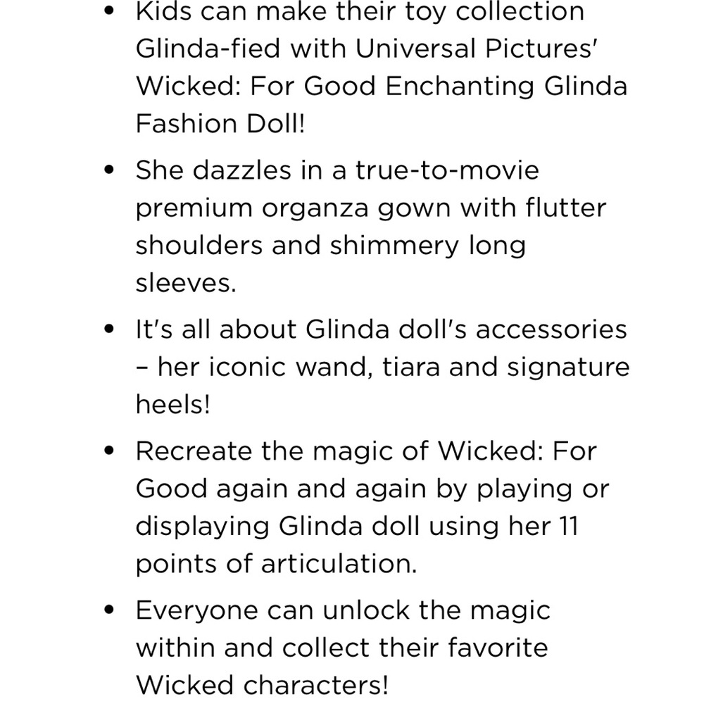 Wicked For Good Deluxe Glinda Doll - Picture 8 of 9